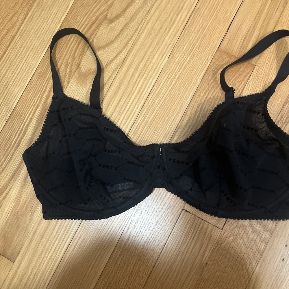 Savage X Fenty Rihanna Women's Black Unlined Lace Balconette Bra 36DDD